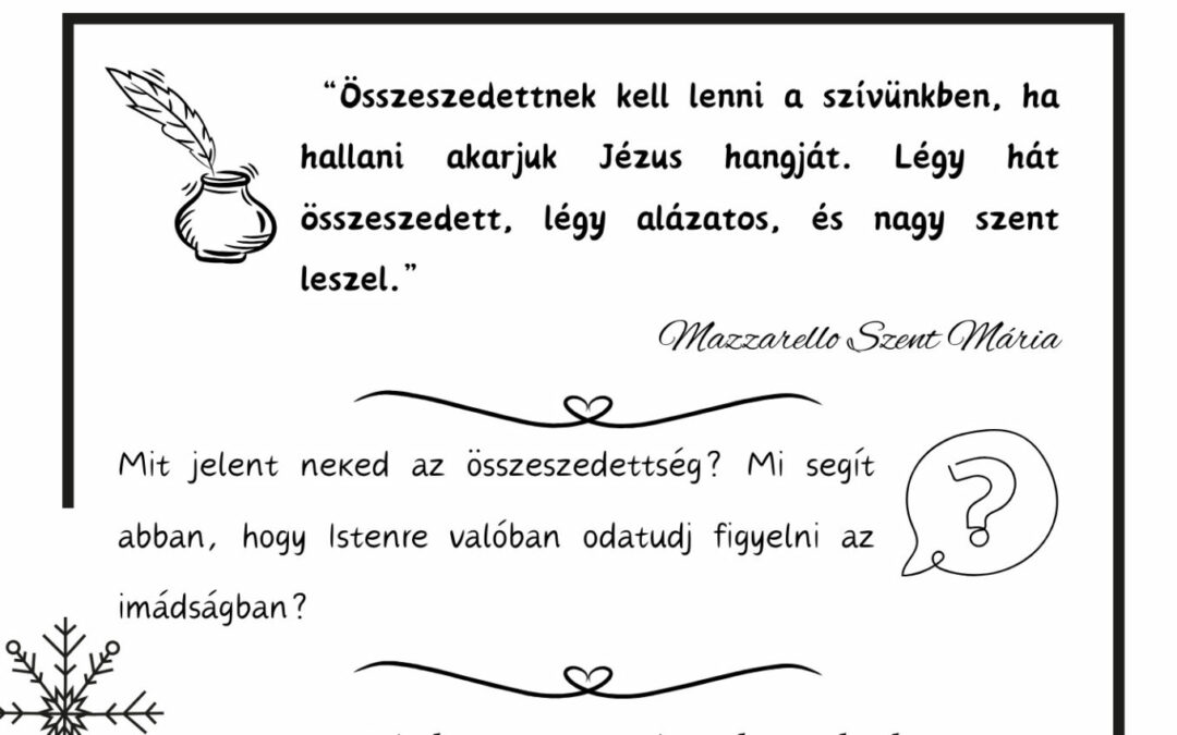 Advent Mazzarello Szent Máriával – December 11.