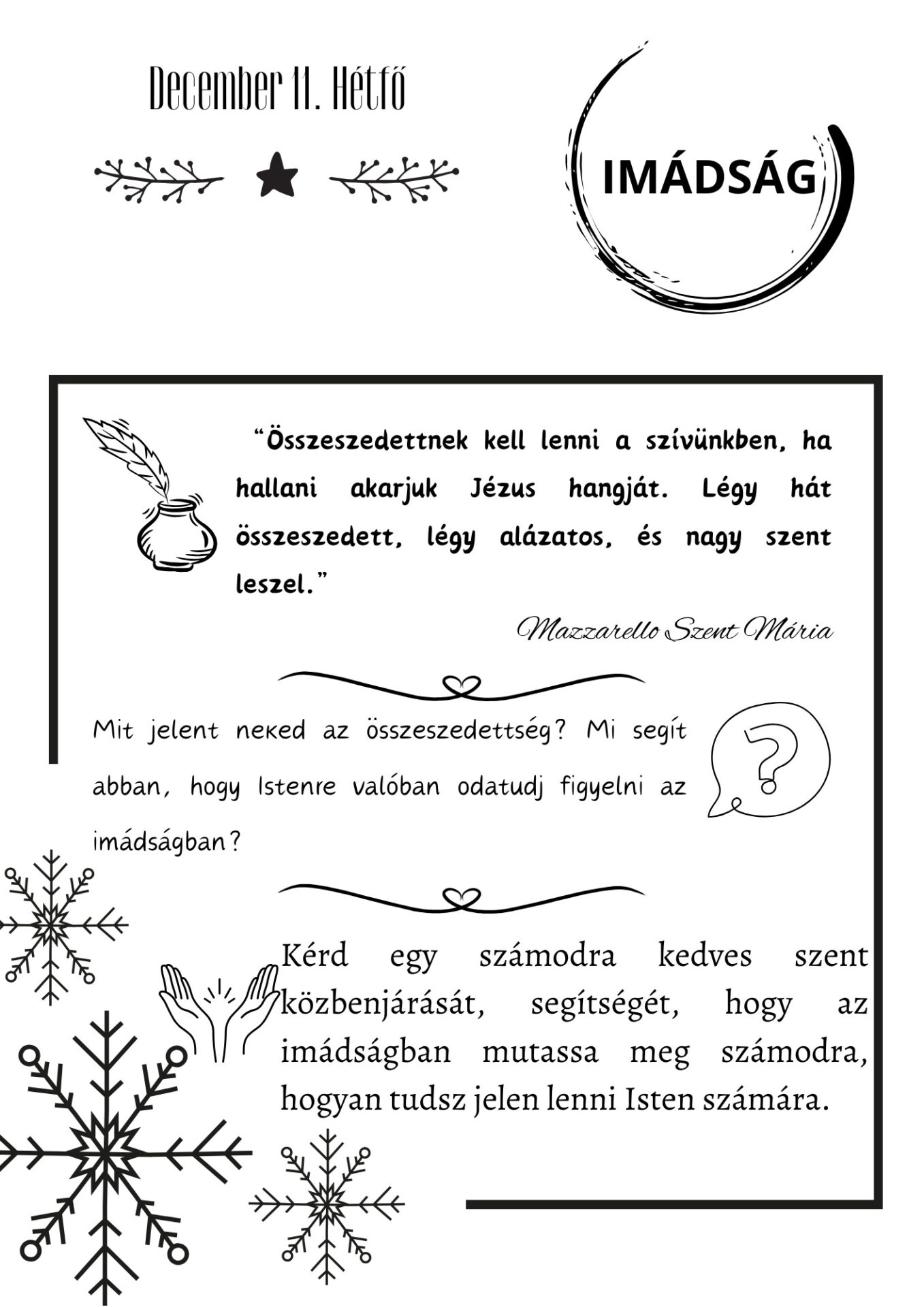 Advent Mazzarello Szent Máriával