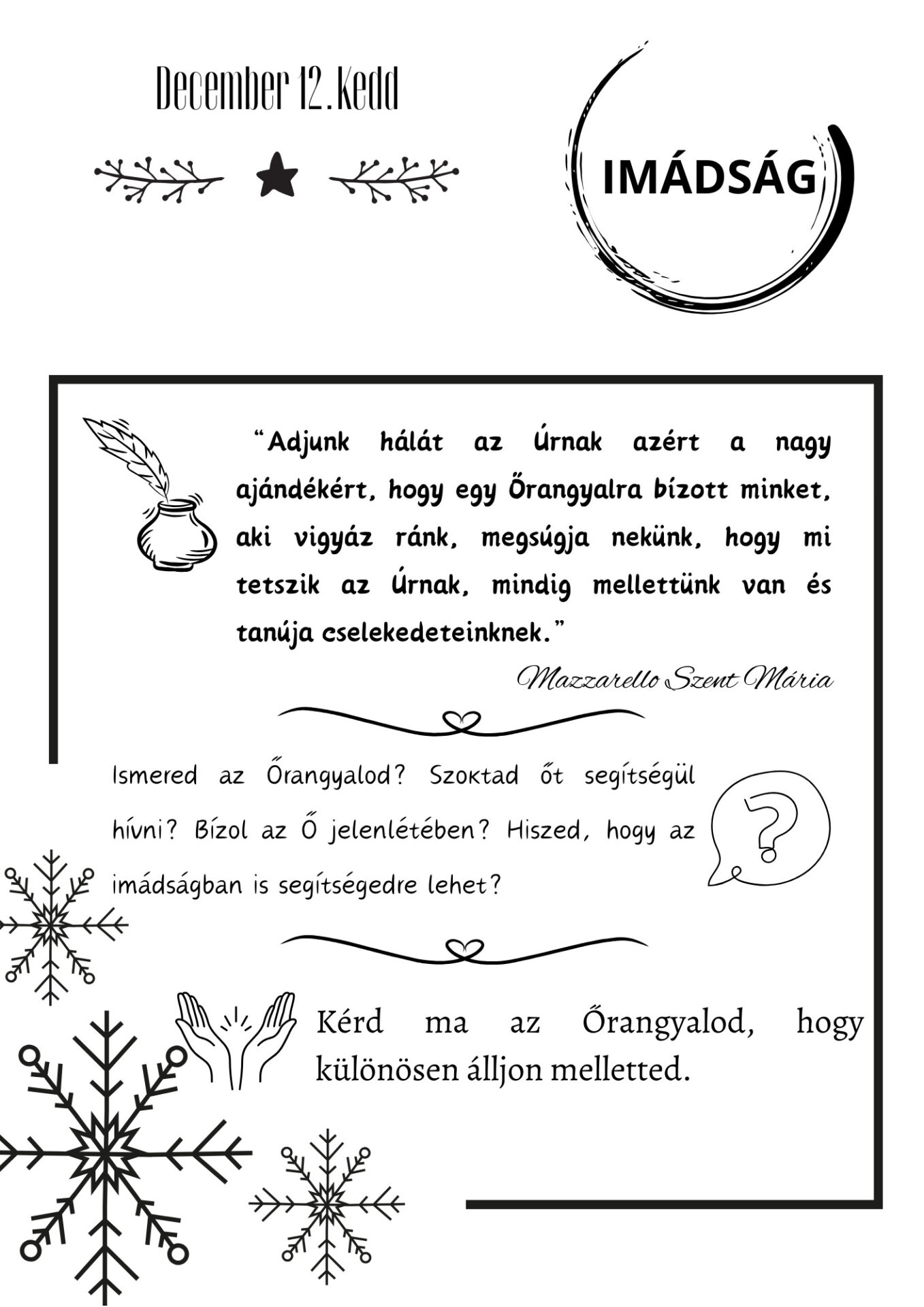 Advent Mazzarello Szent Máriával