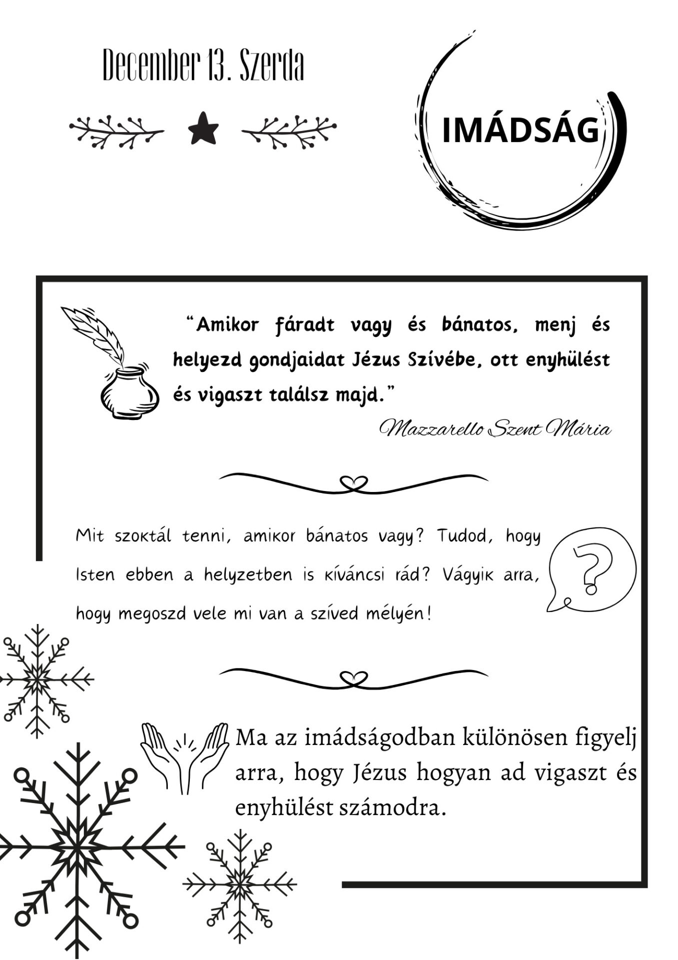 Advent Mazzarello Szent Máriával