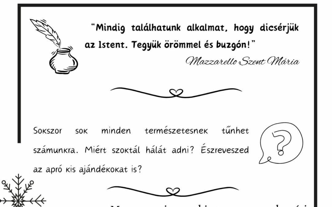 Advent Mazzarello Szent Máriával – December 14.