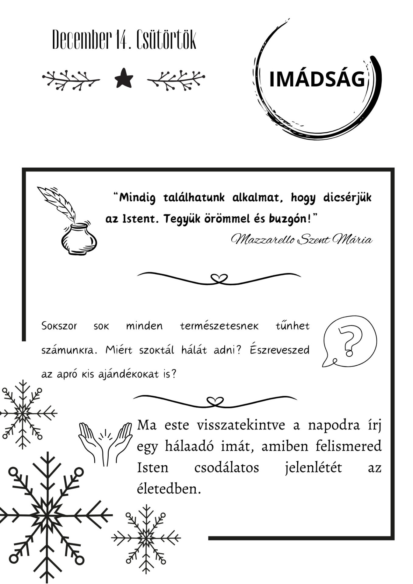 Advent Mazzarello Szent Máriával