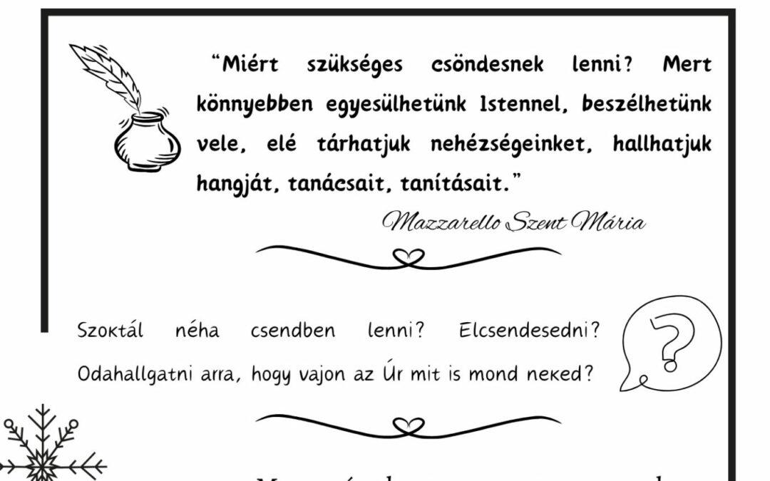 Advent Mazzarello Szent Máriával – December 15.