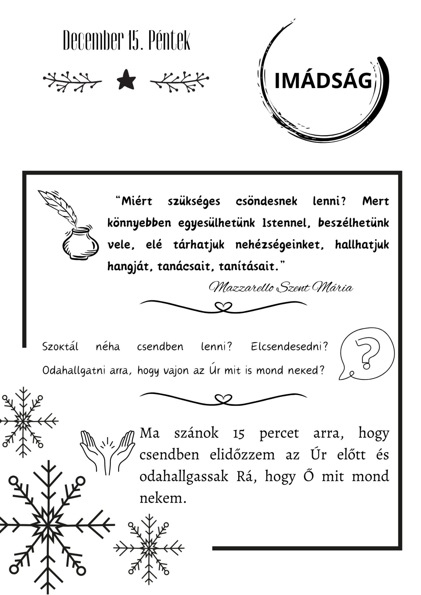 Advent Mazzarello Szent Máriával