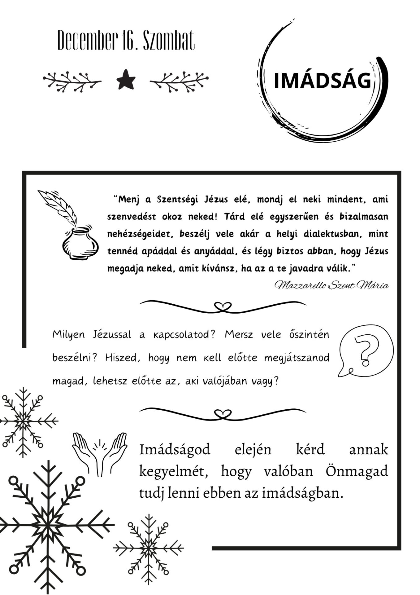 Advent Mazzarello Szent Máriával