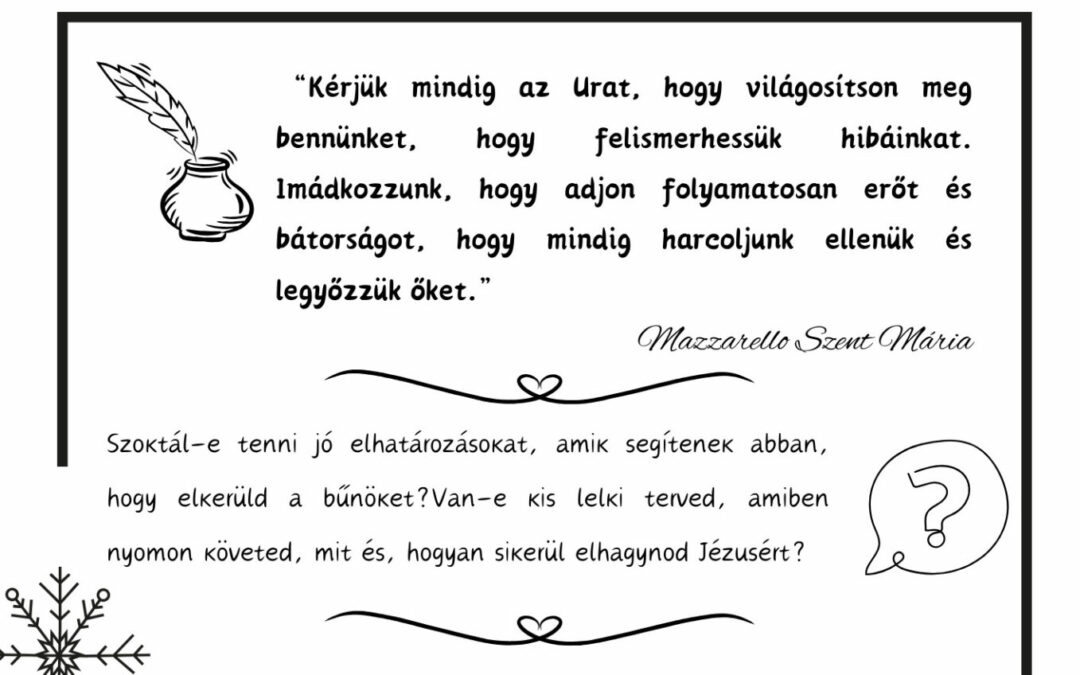 Advent Mazzarello Szent Máriával – December 19.