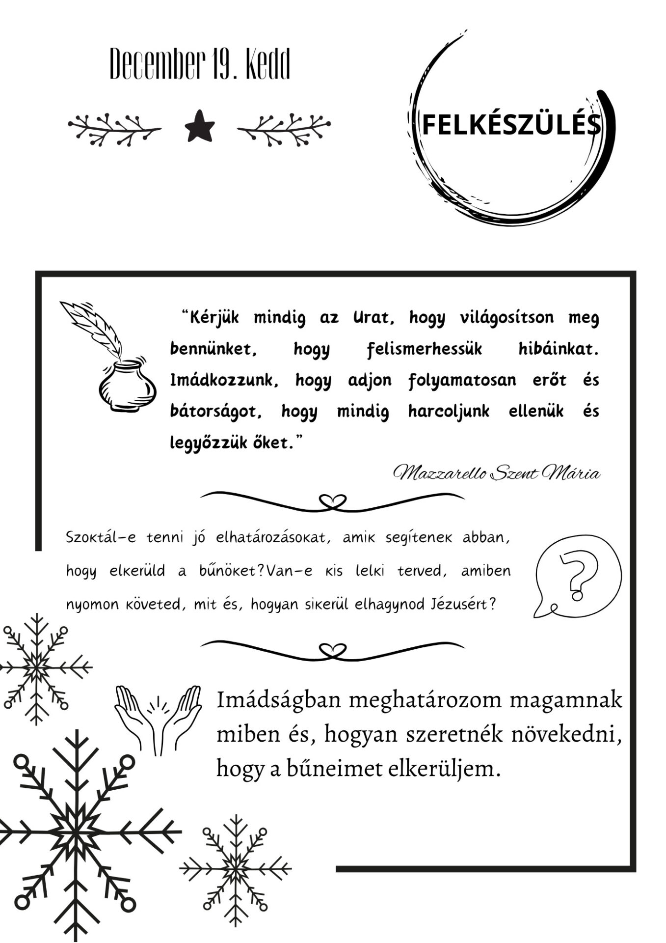 Advent Mazzarello Szent Máriával