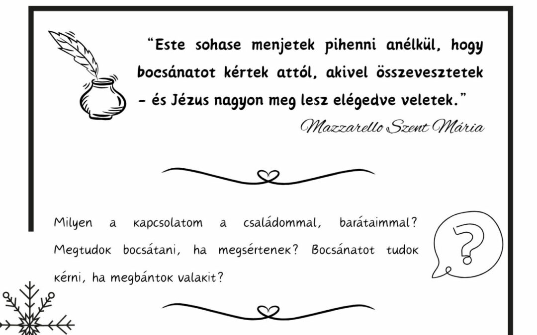 Advent Mazzarello Szent Máriával – December 20.