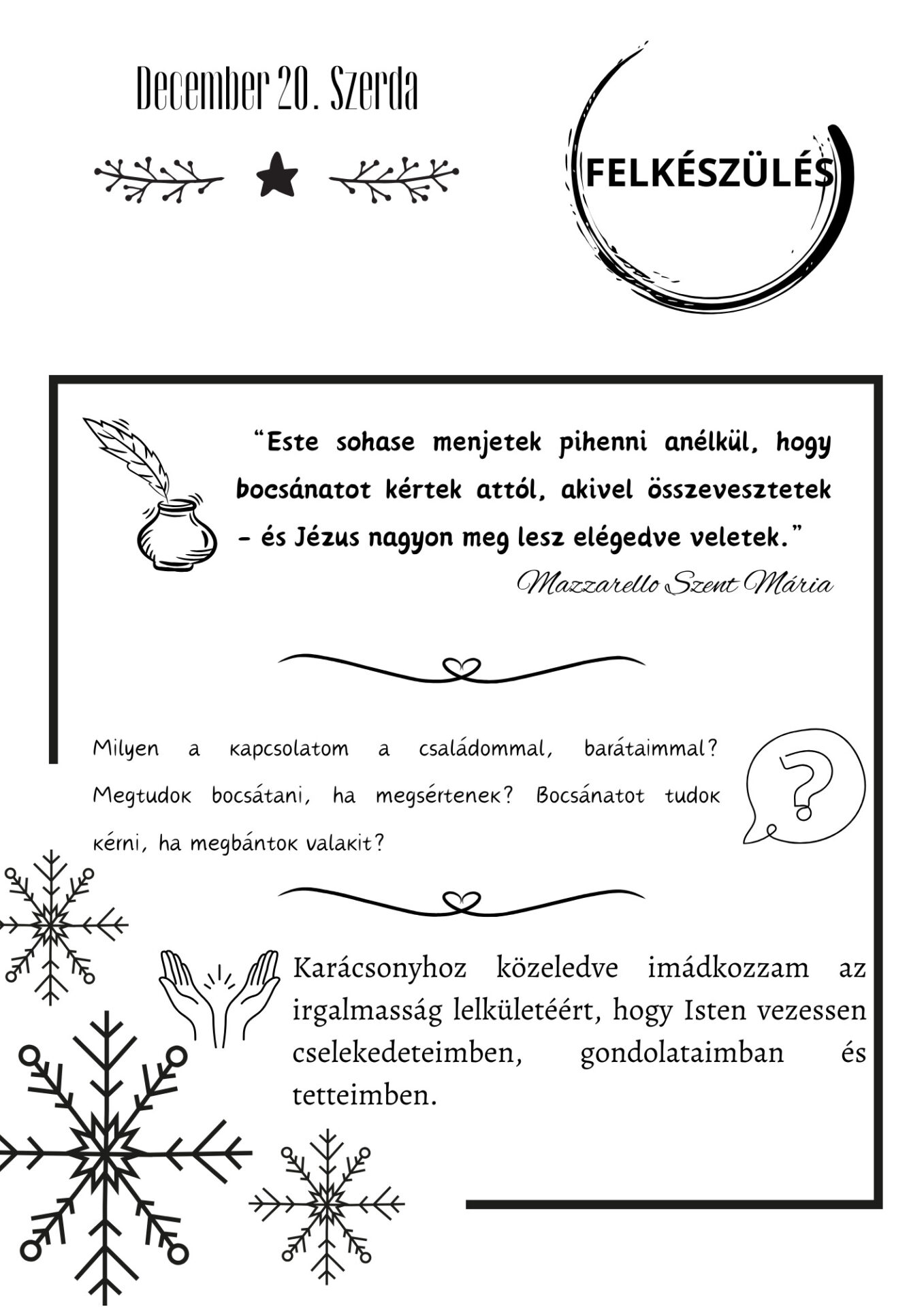 Advent Mazzarello Szent Máriával