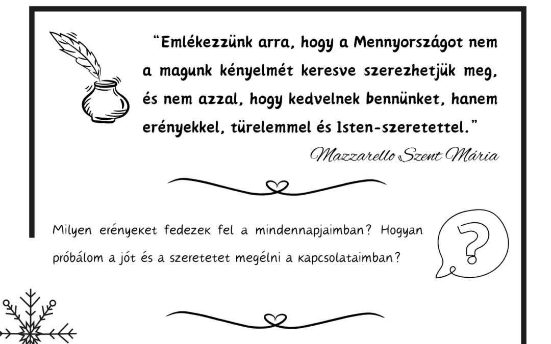 Advent Mazzarello Szent Máriával – December 21.