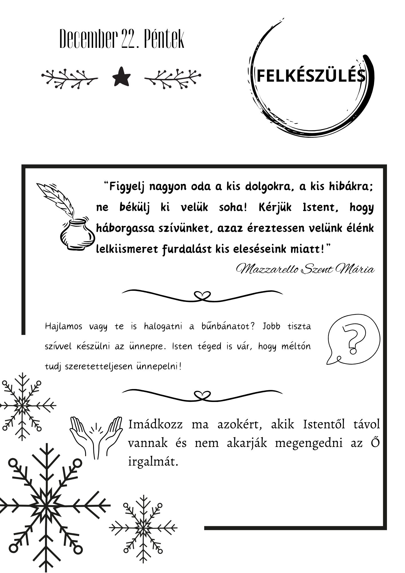 Advent Mazzarello Szent Máriával