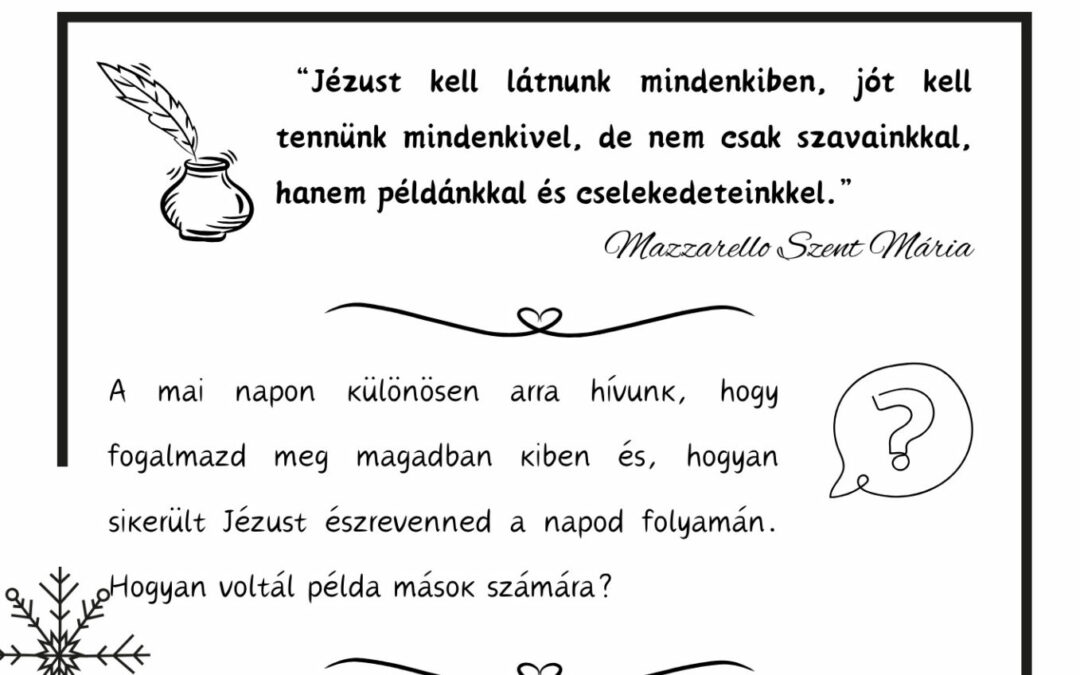 Advent Mazzarello Szent Máriával – December 5.