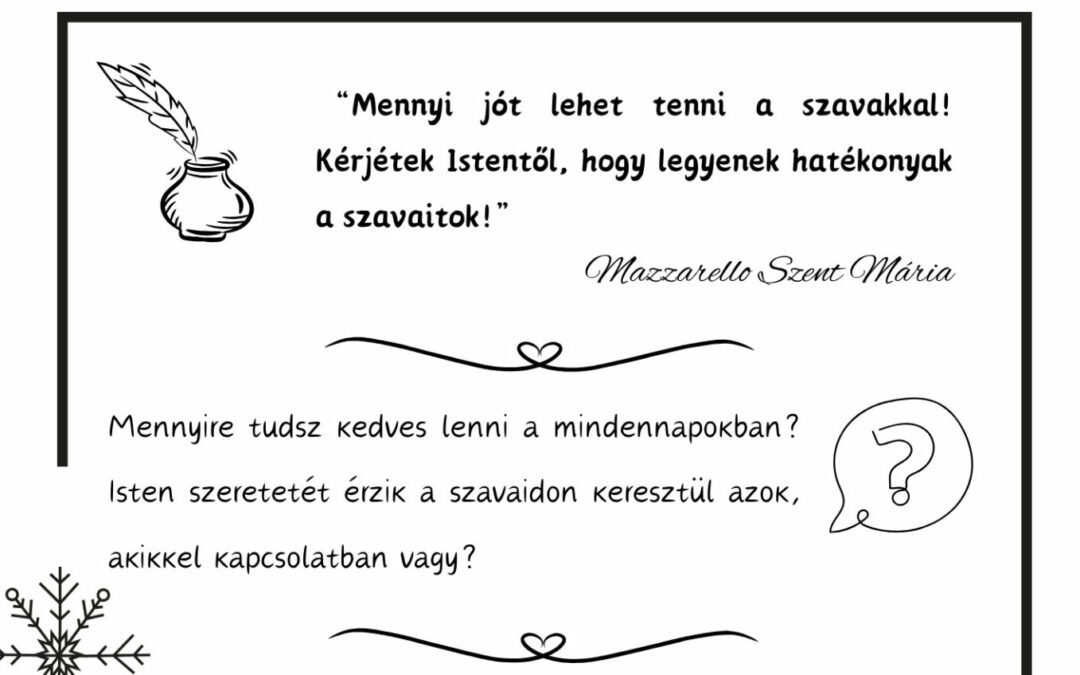 Advent Mazzarello Szent Máriával – December 6.