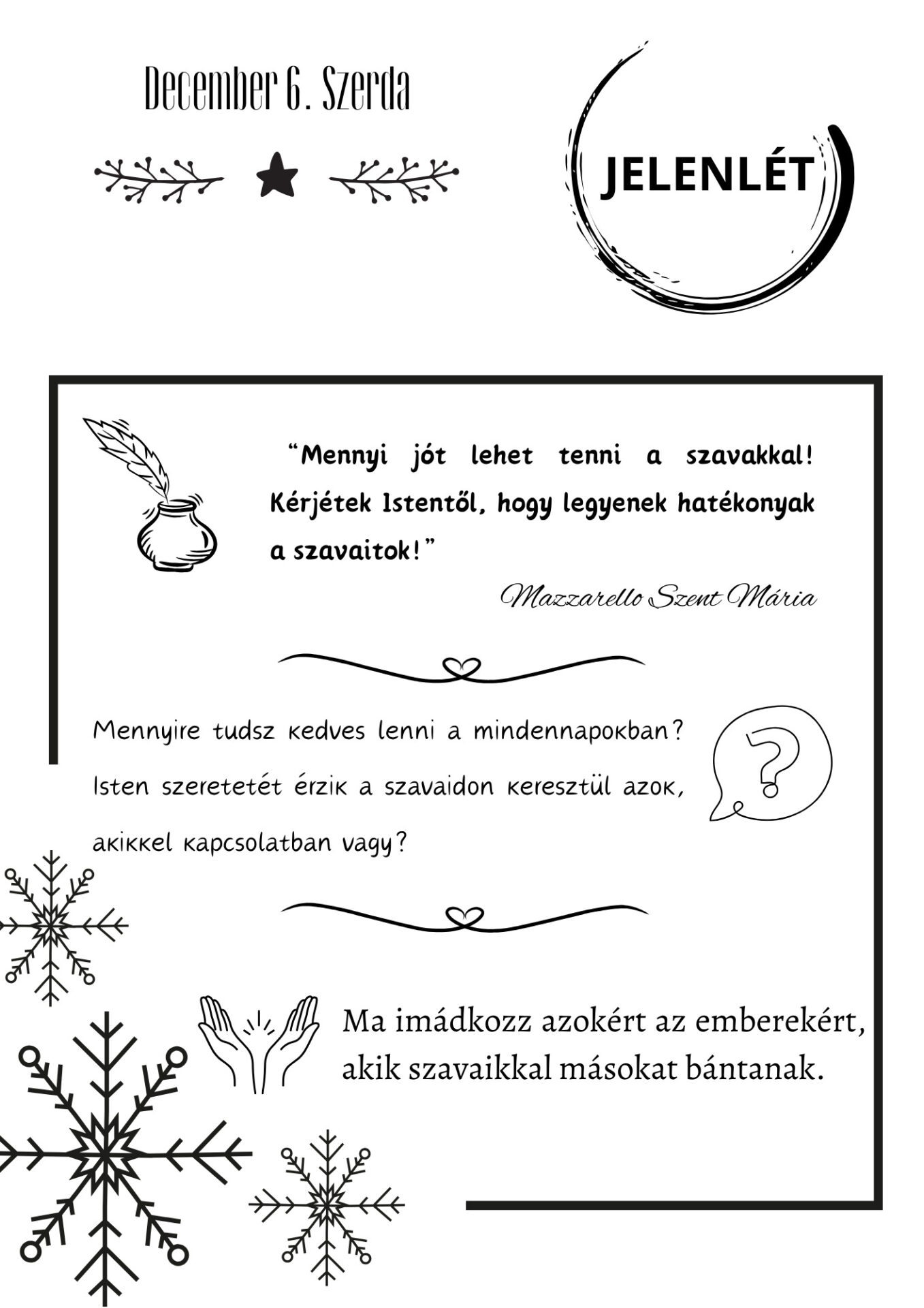 Advent Mazzarello Szent Máriával