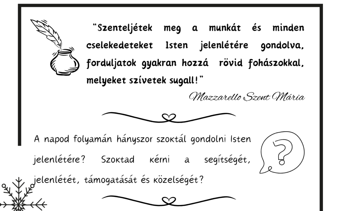 Advent Mazzarello Szent Máriával – December 7.